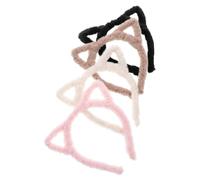 Healvian 4 Pcs Plush Cat Ear Headbands Set for Women and Girls, Faux Fur Animal Ears Hairband for Skincare, Makeup, Spa and Party Accessories, Soft Cozy Hair Hoop for Face Washing and Cosplay