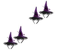 Healvian 4 pcs Witch Hat Headband Creative Halloween Accessory for Parties Durable and Safe Hair Hoop Eye Catching Purple Design for Costume Decorations