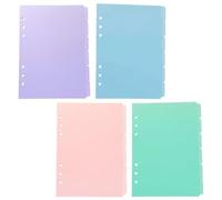 Healvian 4 Sets A5 Plastic Binder Dividers with 6-Hole Design, Writable Page Tabs for Notebooks, Colourful Categorisation and Rapid Information Access, for School and Office Organisation
