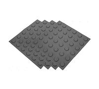 Healvian 4 Sheets PVC Rubber Blind Pathway Tiles Grey Dot Street Sidewalk Boards Self Adhesive Floor Stickers for Safe Walkway Guidance