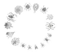 Healvian 48Pcs Antique Silver Metal Spider Charms Set for Halloween Jewelry Making Small Spooky Spider Pendants for DIY Bracelets Necklaces and Festival Decorations