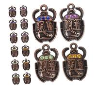 Healvian 48pcs Mixed Color Egyptian Scarab Charms 26x16mm Alloy Pendants with Rhinestones for DIY Necklace and Bracelet Jewelry Making Accessories