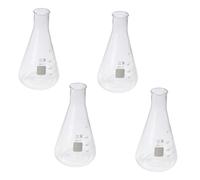 Healvian 4pcs 500ml Thickened High Borosilicate Glass Conical Flasks Laboratory Erlenmeyer Flasks Chemistry Glassware for School Experiments and Scientific Research
