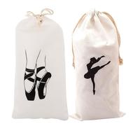 Healvian 4pcs Ballet Dance Shoe Bag: Ballet Shoes Storage Drawstring Pouch - Slipper Organizer for Dancers - Washable for Recital Class and Studio