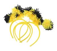 Healvian 4pcs Bee Headbands with Fuzzy Pom Pom Antennas, Black and Yellow Hair Accessories for Bee Themed Party Supplies, Easter and Birthday Decor, Fluffy Head Boppers for Cosplay