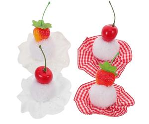 Healvian 4pcs Birthday Decorative Hair Clip Fruit Shaped Cherry and Strawberry Themed Cake Design Nonslip Barrette for Women and Teens Lovely Hair Accessories for Party and Holiday