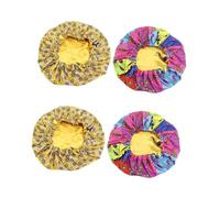 Healvian 4pcs Boys and Girls Adjustable Printed Sleeping Caps Double Layer Night Hats for Toddlers Soft Lightweight Sleep Cap Chrysanthemum Square Peacock