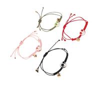 Healvian 4pcs Braided Rope Cat Bracelet with Cute Ceramic Lucky Maneki Neko Charms Handmade Woven String Wristbands for Women Students Office Wear
