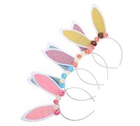 Healvian 4pcs Bunny Ear Headband Floral Rabbit Ears Hair Accessories for Easter Parties Cosplay and Birthdays Cute and Lightweight Hairband for Girls Lake Light