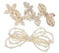 Healvian 4pcs Butterfly Pearl Flower Hair Clips for Shiny Decorative Barrettes Elegant Hair Accessories for Daily Wear and Parties