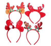 Healvian 4pcs Christmas Hair Band Festive Headbands Reindeer Antlers Sparkling Designs for Holiday Parties Comfortable Hair Accessories for Women and Boys and Girls
