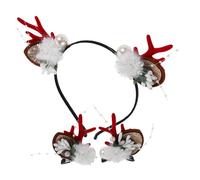 Healvian 4pcs Christmas Reindeer Antlers Hair Clip with Snowflake Barrettes Festive Animal Ears Headband for Holiday Parties and Group Photos Xmas Headpiece for Women