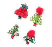 Healvian 4pcs Christmas Theme Hair Clips for Boys and Girls Cute Santa and Snowman Design Hairpins and Safe Holiday Barrettes for Christmas Parties and Family Gatherings