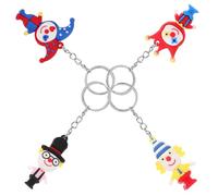 Healvian 4Pcs Clown Keychain Pendants Set Soft PVC Funny Clown Doll Keyrings with Metal Rings for Backpack Halloween Birthday Party Favors Circus Figure Charms