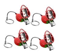Healvian 4pcs Creative Strawberry Shape Nail Clipper Stainless Steel Toenail Clippers for Easy Nail Care Portable Keychain Design for Family and Friends