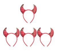 Healvian 4pcs Devil Horn Headband Halloween Costume Party Accessory Cosplay Ox Horn Hair Hoop Bloody Headdress