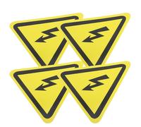 Healvian 4pcs Electric Shock Warning Stickers Triangle High Voltage Hazard Labels 12cm Yellow Safety Signs for Electrical Panels Construction Sites and Labs