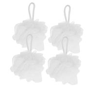 Healvian 4pcs Extra Large Natural Loofah Sponge Bath for Body Scrubbing Mesh Shower Balls with Back Scrubber Design White Bath Accessories for Men and Women Bathroom Cleaning