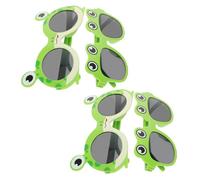 Healvian 4pcs Frog Novelty Sunglasses for Adults Cute Cartoon Animal Eyeglasses with Gray Lenses Summer Luau Party Photo Booth Props Birthday Favor Fun Accessory