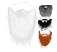 Healvian 4pcs Gnome Beard Costume Props Set for Men, White Black Brown Grey Cosplay Party Beard Kit, Pre-cut Facial Hair Accessories for Dress and Performance