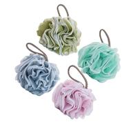 Healvian 4pcs Gradient Loofah Bath Sponge Balls with Hanging Rope Soft Mesh Shower Puff for Exfoliating and Foaming Multi Color Gray Green Pink Mystic Green for Relaxing Shower Experience