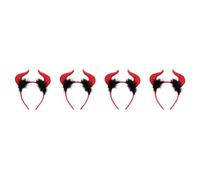 Healvian 4pcs Halloween Devil Horn Headband Unique Hair Decor for Cosplay Comfortable Cloth Material for Costume Parties and Celebrations All
