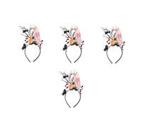 Healvian 4pcs Halloween Flower Crown Headband with Deer Antlers Ghost Skull Lightweight Black Spooky Headbands for Themed Parties Cosplay and Festive Costume Accessories