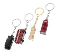 Healvian 4pcs Keychain Set London Souvenir Gifts Bus Taxi Model Keychain Retro Themed Charm for Purse House Keys