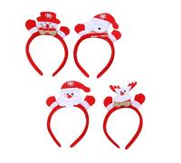 Healvian 4pcs Led Christmas Hair Bands Glowing Headbands Featuring Santa Reindeer Snowman and Bear Holiday Accessories for Xmas Parties and Festive Costumes