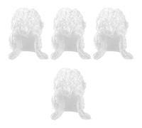 Healvian 4pcs Long White Judge Wig for Halloween Costume Realistic Stage Performance Lawyer Wig Comfortable Elegant Accessory for Cosplay Parties Events