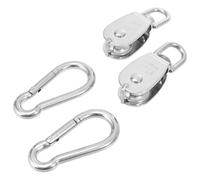 Healvian 4pcs M25 Stainless Steel Single Wheel Pulley Block Set with Fixed and Swivel Lifting Rope Pulleys Including 2 M8 Spring Buckles for Wire Rope Rigging and Heavy Duty Lifting