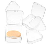 Healvian 4pcs Makeup Puff Holder Cases Sturdy Cosmetic Sponge Storage Boxes with Secure Buckle Small Portable Organizer for Makeup Jewelry Beads Travel Friendly