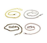 Healvian 4Pcs Metal Pocket Watch Chains 39Cm Length Mixed Gold Silver Red Bronze Colors Jeans Belt Chains for Men Vintage Style Accessories