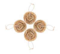Healvian 4pcs Natural Loofah Dishwashing Sponges Brown Biodegradable Kitchen Cleaning Scrubbers Comfortable to Use Without Hurting Skin for Dishwashing