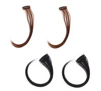 Healvian 4pcs Natural Side Bang Wigs for Women Realistic Fake Bangs Hair Patches Charming Curled Fringe Extensions Stylish Clip Hairpieces for Daily and Party Wear