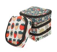 Healvian 4pcs Portable Multi Function Zipper Bag for Menstrual Pads Small Square Period Pouch with Cute Strawberry Owl Floral Designs Makeup Container for Women Travel Storage