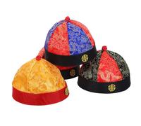 Healvian 4pcs Qing Dynasty Clothing Accessories Party Hat Distinctive Braid Royal Hat for Emperor Vintage Costume Headpiece Chinese for Drama Festival Party