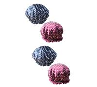 Healvian 4pcs Quality Material Shower Hat for Hair Soft Satin Bathing Cap Elastic Band Reusable for Shower Spa Cooking
