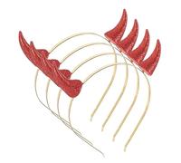 Healvian 4pcs Red Ox Horn Headband with Gold Glitter Buckle Creative Unisex Party Hair Accessories Stable Non Slip Halloween Costume Decoration for Dance and Role Playing