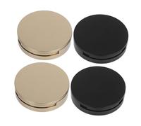 Healvian 4PCS Refillable Plastic Powder Compact Case Dual Tone Matte Black and Gold Empty Makeup Container with Mirror Portable DIY Powder Box Highlighter Concealer