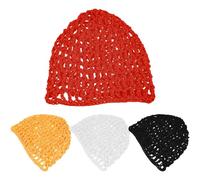 Healvian 4pcs Reusable Crochet Knit Mesh Hair Net for Sleeping Women Hair Net Crocheted Beanie for Curly Long Weaving for Night Use