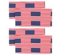 Healvian 4pcs Running Headband for Women with Patriotic Soccer Party Decorations, Sweat Absorbing Polyester Sports Headscarf, Comfortable Wide Elastic Hairbands for Intense Games