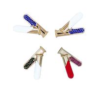 Healvian 4pcs Science Beaker Brooch Set Metal Alloy Chemistry Experiment Lapel Pins with Colored Rhinestones for Women Accessories Random Color