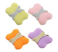 Healvian 4pcs Shower Soap Scrub Bag with Breathable Mesh Exfoliating Bath Sponge Pouch for Gentle Dead Skin Removal Rich Lather Body Scrubber in Green Pink Purple Orange for Home Gym Travel
