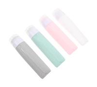 Healvian 4Pcs Silica Gel Travel Bottling for Cosmetics Squeezable Shampoo Containers Silicone Dispensers for Women Toiletries Lightweight Portable Storage in Blue Pink White Green
