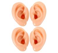 Healvian 4pcs Silicone Ear Model: Lifelike Human Ear Prop Flexible Mannequin Anatomy Mold for Stud Earring Display Piercing Practice Jewelry Showcase
