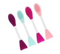 Healvian 4pcs Silicone Face Mask Applicator Brushes Double-ended Face Cleansing Brush Set for Skincare and Facial Pore Cleaning, Mixed Color Diy Beauty Tools for Home Use