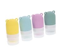Healvian 4pcs Silicone Travel Containers Squeezable Refillable Bottles for Shampoo Lotion More Lightweight Travel Accessories Matcha Yellow