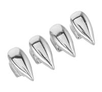 Healvian 4pcs Silver Hip Hop Vampire Fang Tooth Caps Metal Grill Removable Single Tooth Jewelry for Men Cosplay Party Accessories