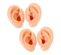 Healvian 4pcs Soft Silicone Ear Model Flexible Lifelike Piercing Training Dummy Mannequin for Jewelry Ear Display Reusable Safe Material for Acupuncture Practice and Earphone Holder